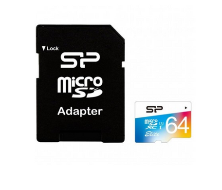 Купити Карта памяти SiliconPower microSDXC Elite Color 64GB Class 10 UHS-I (U1) V10 A1 W-10MB/s R-85MB/s +S