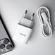 Мережевий зарядний пристрій HOCO C76A Pro Majestic single port PD30W charger set (C to iP)(EU) White