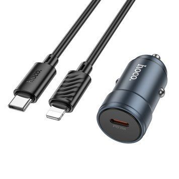 Купити Автомобільний зарядний пристрій HOCO Z57 Glorious single-port PD30W car charger set (C to iP) Metal Gray
