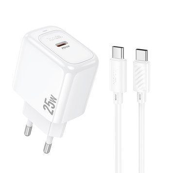 Купити Мережевий зарядний пристрій з кабелем HOCO CS53A Surplus single port PD25W charger set(C to C) White