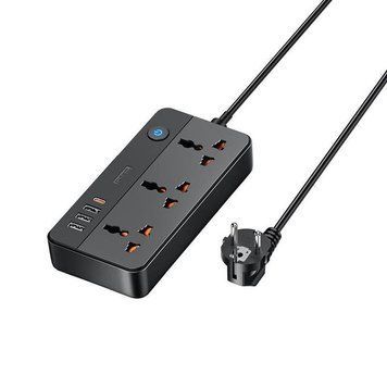 Купити Мережевий подовжувач "REMAX Kiddy Series (1.5 m) 20W 3A1C 3-outlet Power Strip RP-U153" EU-Black