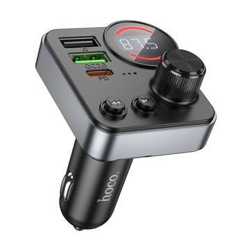 Купити АЗП с FM-модулятором HOCO E86 Alegria 48W dual port PD30W+QC3.0 car BT FM transmitter Black