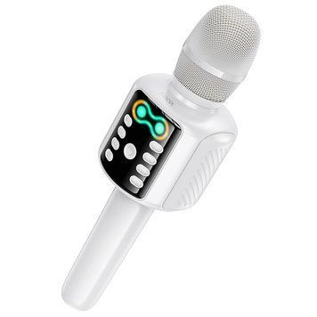 Купити Портативна колонка-мікрофон HOCO L24 Shine karaoke microphone, 5W, White