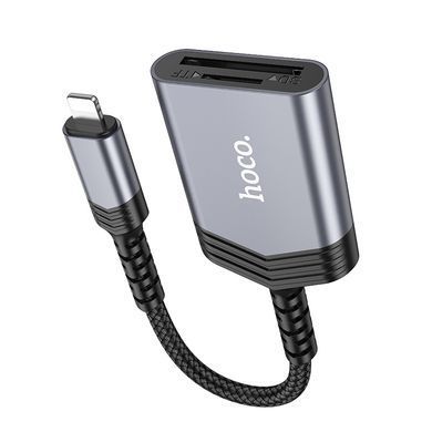 Купити Кардрідер HOCO UA25 2-in-1 card reader iP Metal Gray