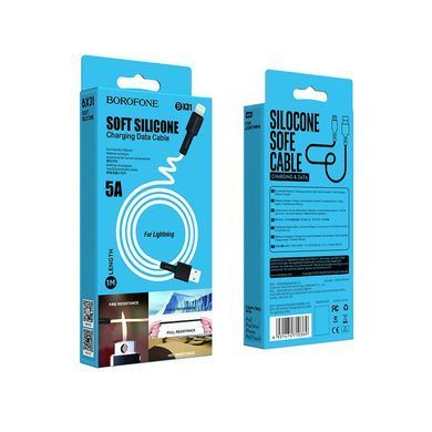 Купити Кабель BOROFONE BX31 USB to iP 2.4A, 1m, силикон, TPE соединители, Белый