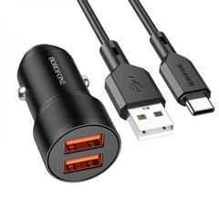 Купити Автомобільний зарядний пристрій Borofone BZ19B charger set(Type-C) 2 × USB Black