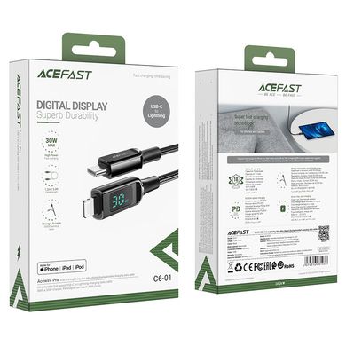 Купити Кабель ACEFAST C6-01 USB Type-C Lightning 3 A 1,2m Black