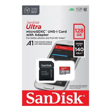 Купити Карта пам'яті SanDisk SDXC Ultra 128Gb Class 10 V10 A1 до 90 МБ/с 140 Мб/с