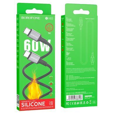 Купити Кабель BOROFONE BX83 Type-C to Type-C Famous 60W silicone charging data cable Black