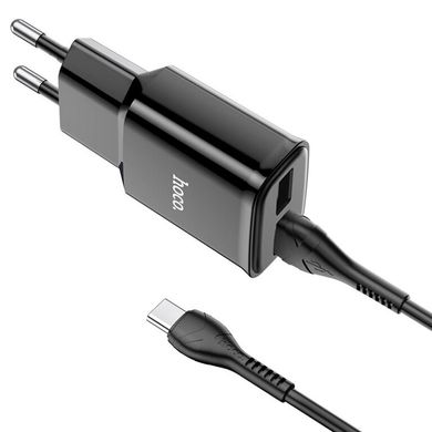 Купити Мережевий зарядний пристрій Hoco C88A Star round dual port charger set(Type-C) Black