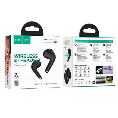 Купити Навушники Hoco EQ1 Music guide Bluetooth 5.3 Black