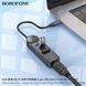 USB-хаб Borofone DH6 Erudite 4-in-1 Type-C to 3xUSB3.0+RJ45 20 см Black