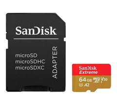Купити Карта пам'яті для дрона SanDisk microSDXC Extreme For Action Cams and Drones 64GB Class 10 UHS-I (U3) V30 A2 W-80MB/s R-170MB/s