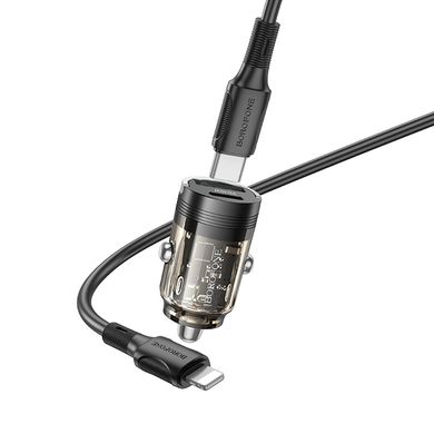 Купити Автомобільний зарядний пристрій Borofone BZ29A Talented USB-A/Type-C Transparent Black