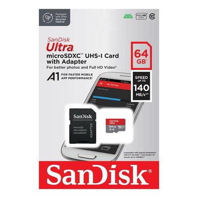 Купити Карта пам'яті SanDisk SDXC Ultra 64GB Class 10 V10 A1 до 90 МБ/с 140 Мб/с