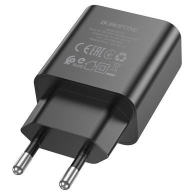Купити Мережевий зарядний пристрій BOROFONE BA72A Spring single port QC3.0 charger Black