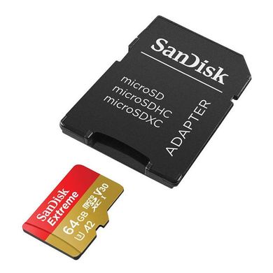 Купити Карта пам'яті для дрона SanDisk microSDXC Extreme For Action Cams and Drones 64GB Class 10 UHS-I (U3) V30 A2 W-80MB/s R-170MB/s