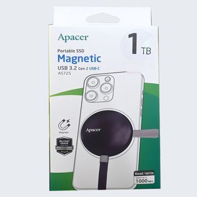 Купити Портативный SSD Apacer Magnetic AS725 1 TB USB 3.2 Gen.2 Type-C MagSafe Black