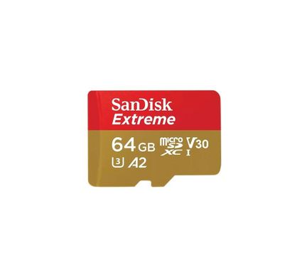 Купити Карта памяти для дрона SanDisk microSDXC Extreme For Action Cams and Drones 64GB Class 10 UHS-I (U3) V30 A2 W-80MB/s R-170MB/s