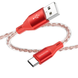 Кабель Borofone BX96 Ice crystal USB Type-A Type-C 3 A 1m Red