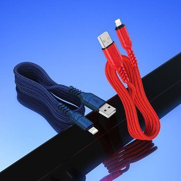 Купити Кабель HOCO X59 USB to iP 2.4A, 1m, nylon, TPE connectors, Red