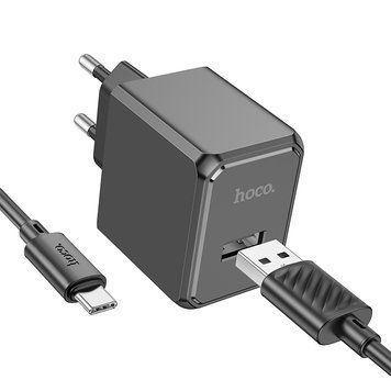 Купити Мережевий зарядний пристрій з кабелем HOCO CS11A Ocean single port charger set(Type-C) Black