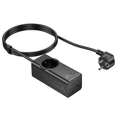 Купити Мережевий подовжувач HOCO NS9 Wisdom 1-position (PD67W/3C1A) desktop socket (EU/GER) (2 m) Black