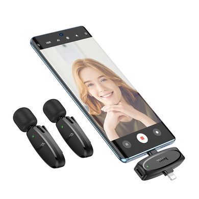 Купити Бездротова мікрофонна система HOCO L15 Dual-mic clip-on wireless digital microphone (iP/Type-C) Black