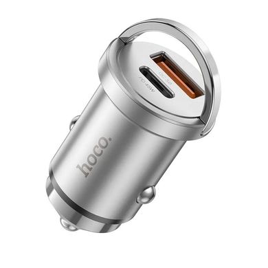 Купити Автомобільний зарядний пристрій Hoco NZ10 Handy USB-A/Type-C Silver
