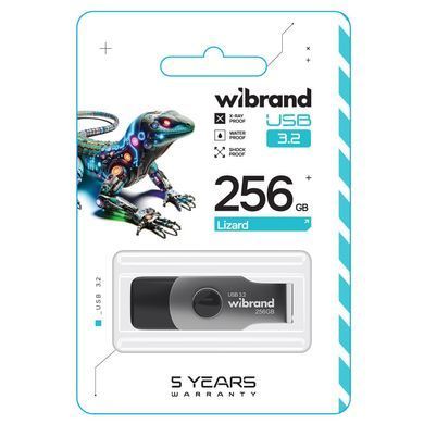 Купити Флеш-накопитель Wibrand USB 3.2 Gen1 Lizard 256GB Black