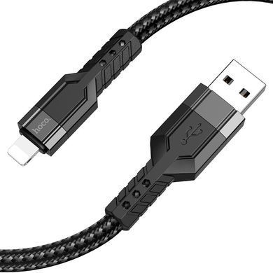Купити Кабель HOCO U110 USB to iP 2.4A, 1.2m, nylon, aluminum connectors, Black