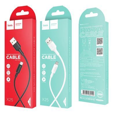 Купити Кабель HOCO X25 USB to Type-C 2A, 1m, PVC, PVC connectors, White