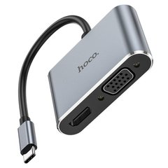 Купити Кабель-перехiдник Hoco Type-C to HDMI + VGA 15 cм Black