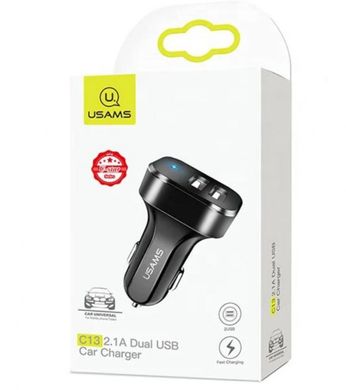 Купити Автомобильное зарядное устройство Usams US-CC087 C13 2.1A Dual USB Car Charger USB Black