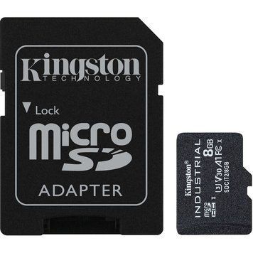 Купити Карта пам'яті microSDHC (UHS-1 U3) Kingston Industrial 8Gb class 10 V30 А1 (adapter SD)