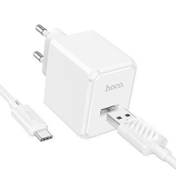 Купити Мережевий зарядний пристрій з кабелем HOCO CS11A Ocean single port charger set(Type-C) White
