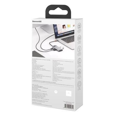 Купити USB-Hub Baseus Metal Gleam Series 4-in-1 Multifunctional Type-C HUB Docking Station Gray（Type-C to HDMI*1+USB3.0*1+USB2.0*1+PD*1）