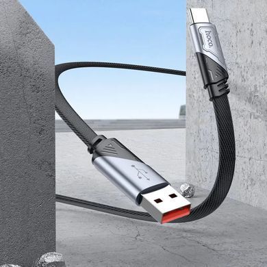 Купити Кабель HOCO U119 USB to Type-C 5A, 1.2m, нейлон, алюминиевые разъемы, Черный
