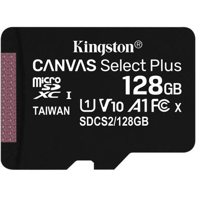 Купити Карта пам'яті Kingston microSDXC Canvas Select Plus 128GB Class 10 UHS-I A1 R-100MB/s +SD-адаптер