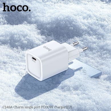 Купити Мережевий зарядний пристрій HOCO C148A Charm single port PD30W charger (EU) White