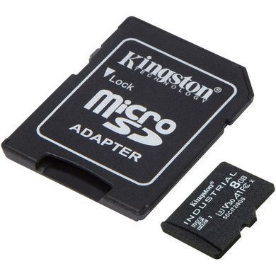 Купити Карта пам'яті microSDHC (UHS-1 U3) Kingston Industrial 8Gb class 10 V30 А1 (adapter SD)