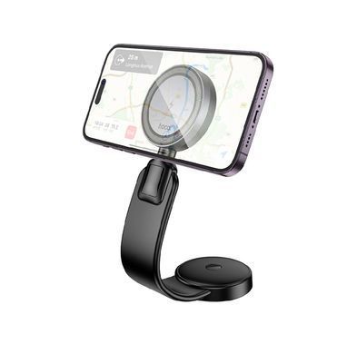 Купити Автотримач для телефона HOCO HW29 Totem ring magnetic wireless fast charging car holder (center console) Black Metal Gray