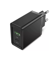 Купити Сетевое зарядное устройство Vention Two-Port USB(A+C) (18W/20W) Black