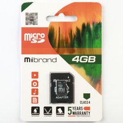 Купити Карта памяти Mibrand microSDHC 4GB Class 4