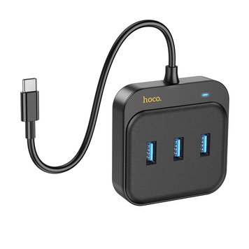 Купити USB-хаб Hoco HB35 Type-C to 3xUSB3.0+RJ45 20 см Black