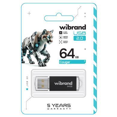 Купити Флеш-накопитель Wibrand USB 2.0 Cougar 64Gb Black