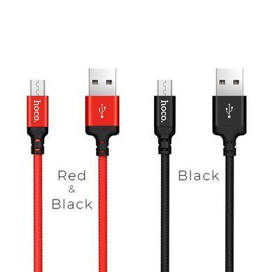 Купити Кабель HOCO X14 USB to Micro 2,4A, 1m, нейлон, алюминиевые разъемы, Черный
