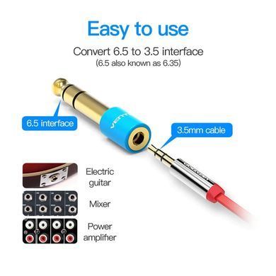 Купити Аудіо перехідник Vention 6.35mm Male to 3.5mm Female Audio Adapter Blue Aluminum Alloy Type (VAB-S01-L)