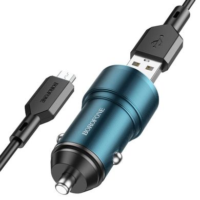 Купити Автомобильное зарядное устройство Borofone BZ19A charger set(Micro) USB-A Sapphire Blue
