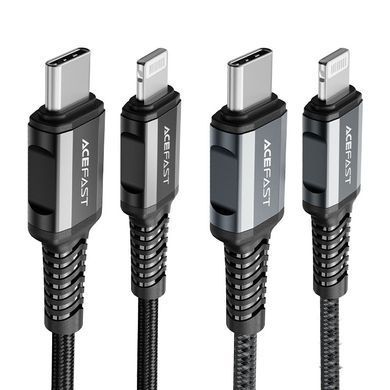 Купити Кабель ACEFAST C1-01 Type-C to iP 3A, 1.2m, нейлон, алюминиевые разъемы, Черный